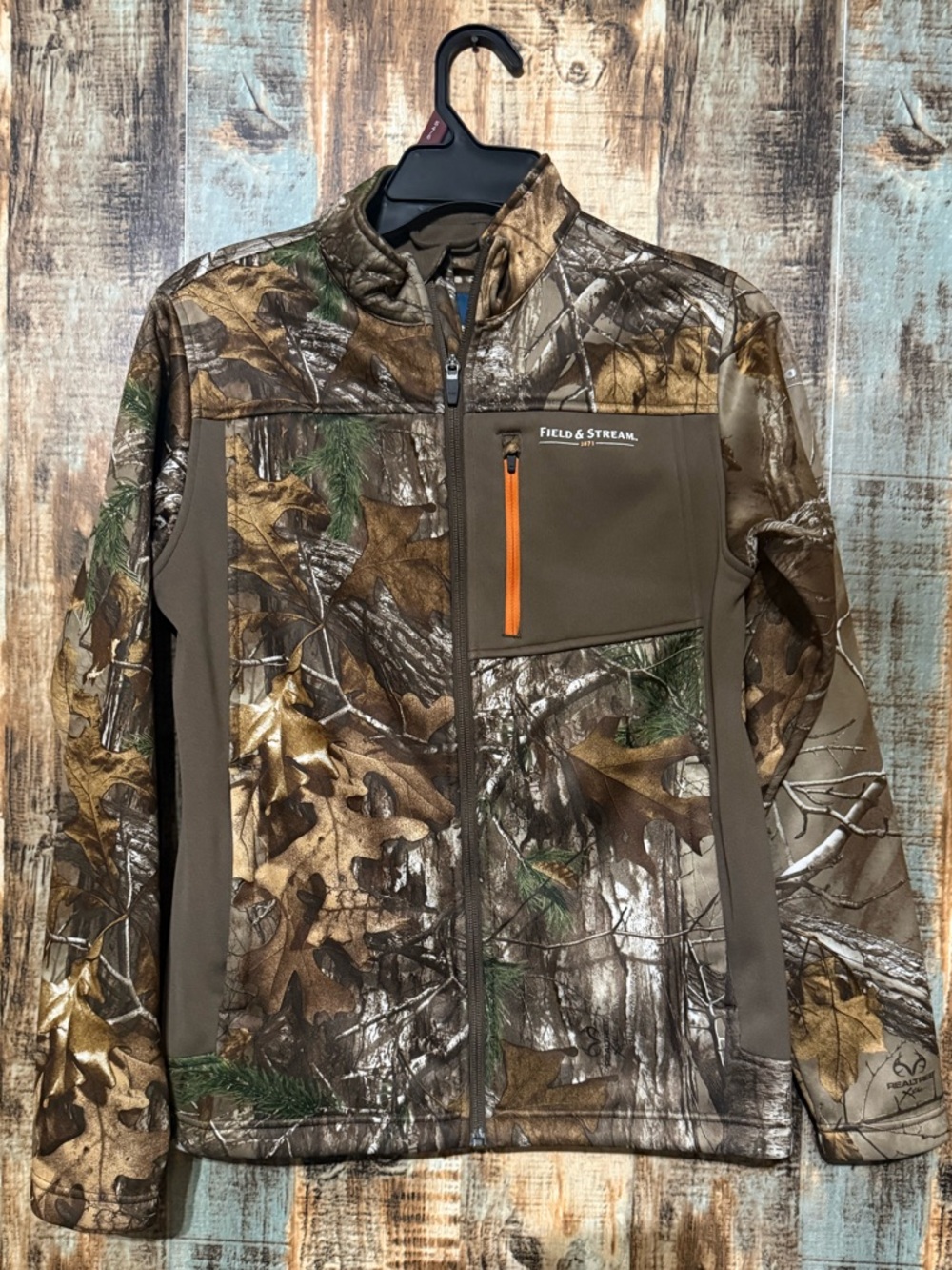 Field & Stream Realtree Camo Softshell Jacket with Orange Zip Accents